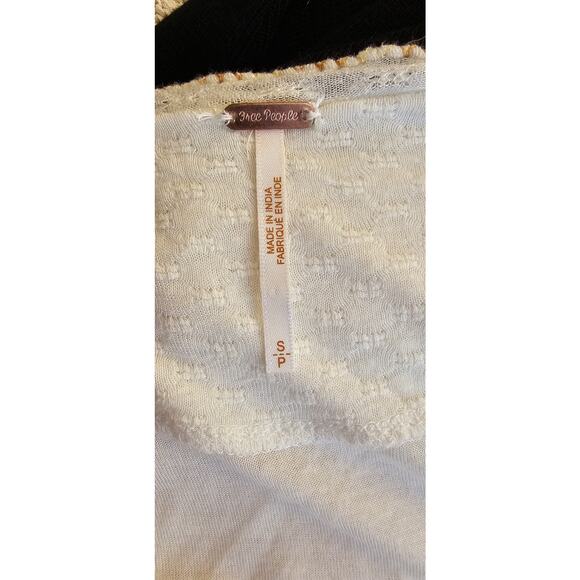 Free People Begonia Ivory Sand Embroidered Boho Peasant‎ Top Womens Size S - Picture 7 of 7